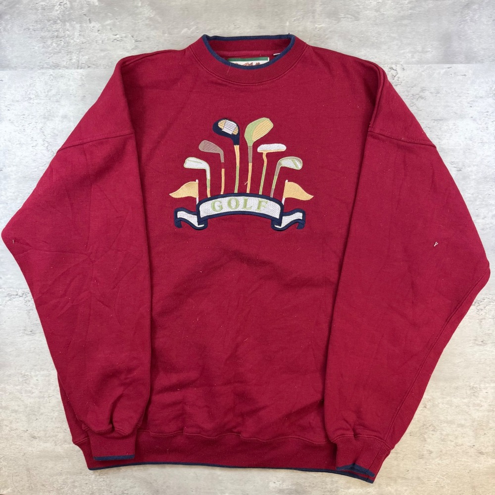 Vintage Red Cliff Trading Co Golf Embroidered Crewneck Sweatshirt Burgundy XXL